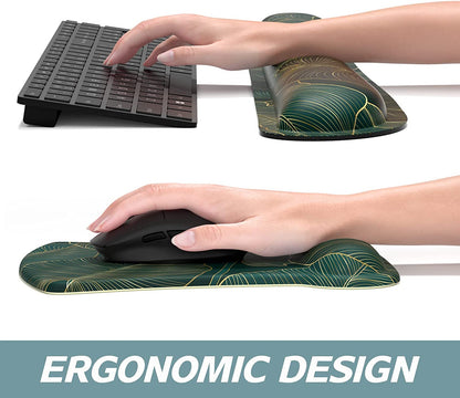 Mouse Pad Wrist Support Keyboard Wrist Rest Pad Ergonomic Mousepad Non-Slip Memory Foam Keyboard Pad Easy Typing Pain Relief Perfect for PC Laptop Gaming Office, Palm Texture