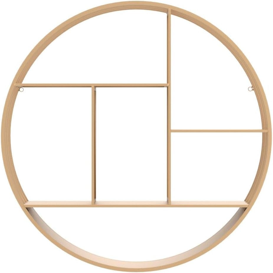 & Co. Gold Brooklyn Wall Shelf, round 3 Tier Wall Mounted Floating Shelf for Bathroom, Bedroom, Living Room Decor, Metal, Industrial, 27.5 Inches