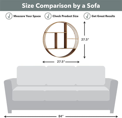 & Co. Gold Brooklyn Wall Shelf, round 3 Tier Wall Mounted Floating Shelf for Bathroom, Bedroom, Living Room Decor, Metal, Industrial, 27.5 Inches